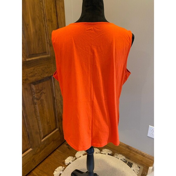 Croft & Barrow  Blouse Plus Size  XL Top Rounded Neckline  Orange Sleeveless - Picture 4 of 7
